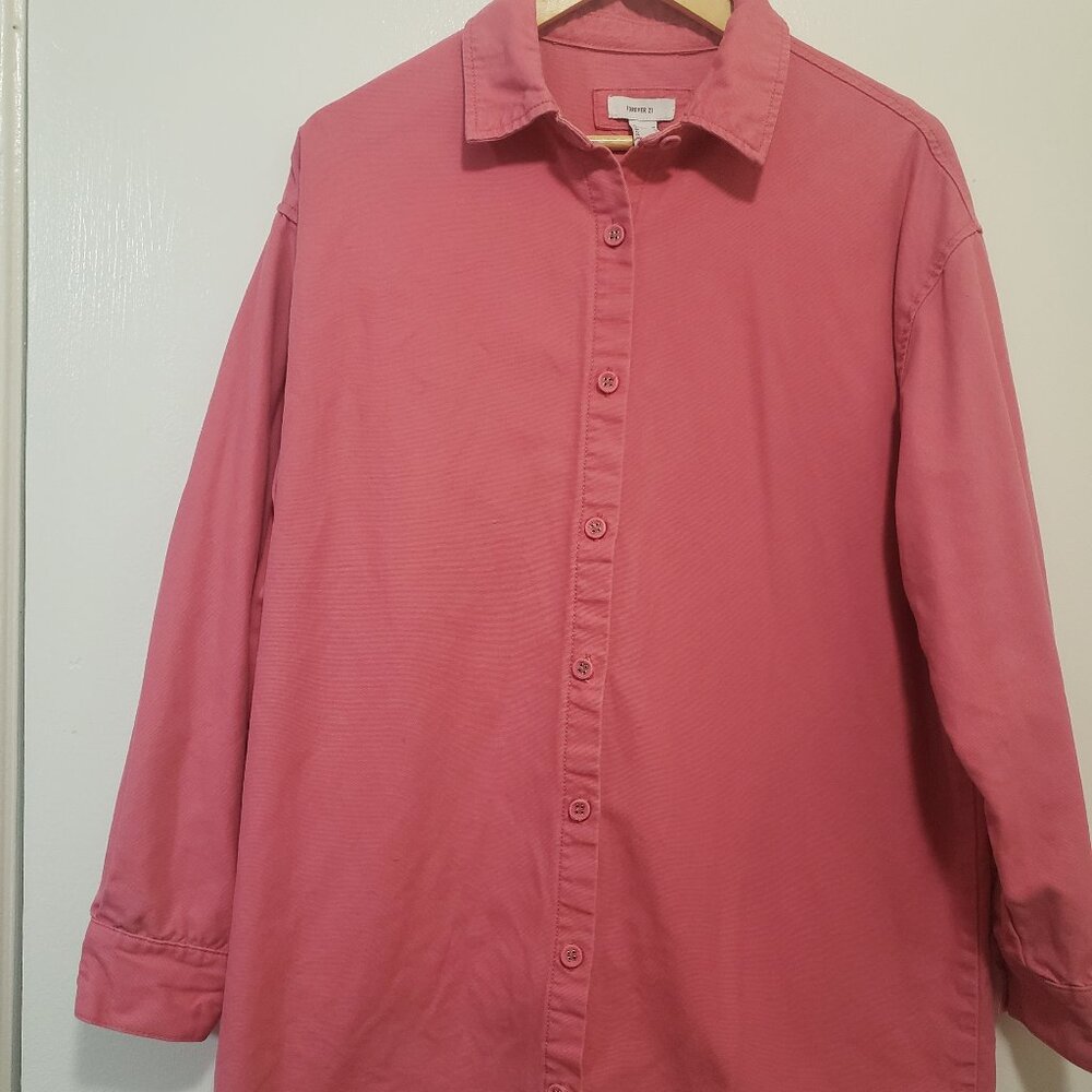 Forever 21 Pink Oversized Button-Down Top – Size M